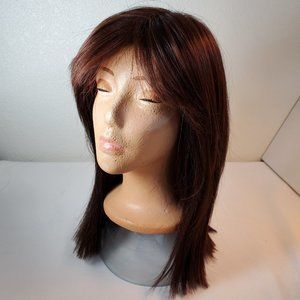 SOLD - Rene of Paris Wig Long Straight & Bangs Dark Brown Auburn MODIFIED
